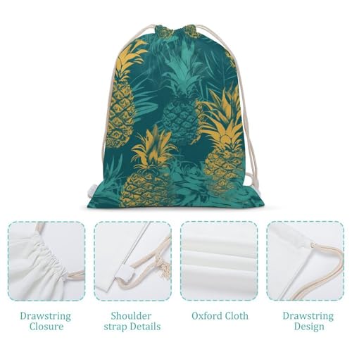 Drawstring Backpack Foldable Draw String Bags Tropical Pineapple Sackpack Sports Gym Bag for Shopping Yoga4