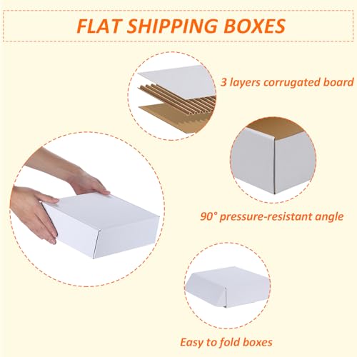 Image of HORLIMER 10x8x3 inches Shipping Boxes Set of 25, White Corrugated Cardboard Box Literature Mailer, 25 Stickers Included