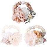 Hair Scrunchies Set - 3Pcs Flower Hair Ties Set, Elastic Floral Ponytail Holders, Hair Accessories f