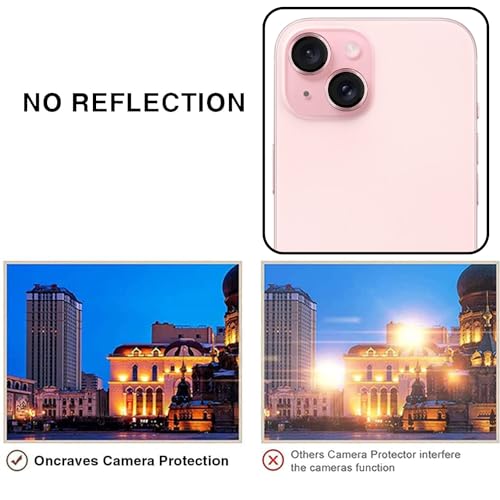 Image of Camera Lens Protector for Apple iPhone 15 | 9H Hardness, Full Coverage Camera Metal Ring Ultra-Thin /Clear (Pink)