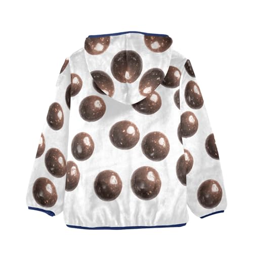 Chocolate Balls Girls Fleece Jacket Girls Fall Jacket Girls Zip Up Hoodie Girls Sherpa Jacket 2-10T2