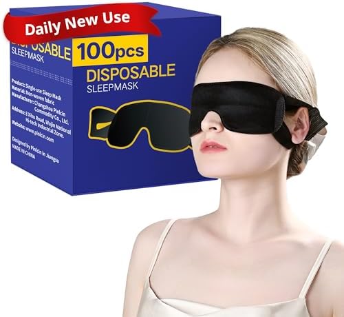 CROUVM 100 Packs Disposable Sleep Masks Bulk, Blackout Blindfolds for Men Women, Soft Eyemasks Adjustable for Sleeping Travel Yoga, Light Blocking Night Eye Mask for Party Games Team Building