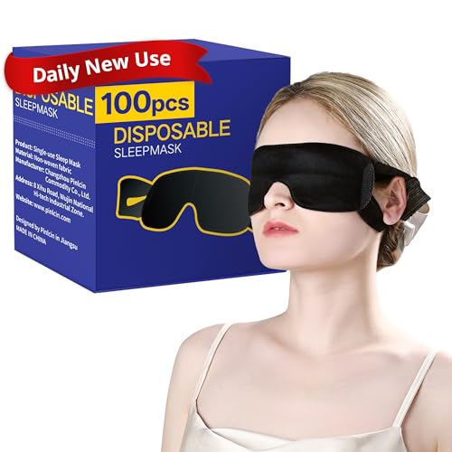 CROUVM 100 Pack Disposable Sleep Masks Bulk, Blackout Blindfolds for Men Women, Soft Eye Shade Cover for Sleeping Travel Yoga, Light Blocking Night Eye Mask for Party Games Team Building
