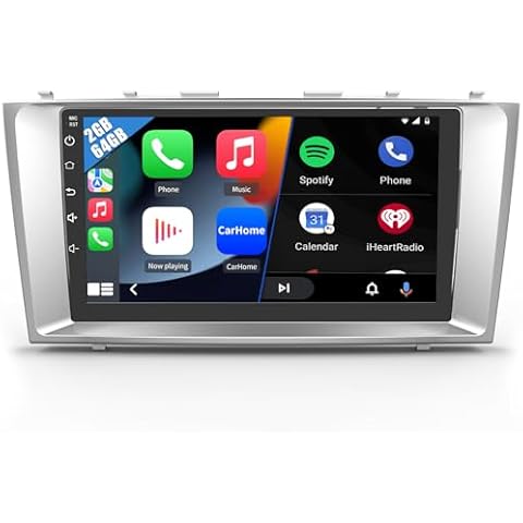 Android 12 [2GB+64GB] Car Radio Compatible for Toyota Camry 2007-2011,9 Inch Touch Screen with GPS/FM/WiFi/USB, Support SWC Wireless Carplay Android Auto Cover