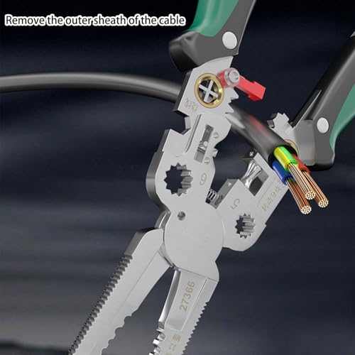Alicates de electricista 23 en 1 con pelacables ajustable y cortacables para montaje 8