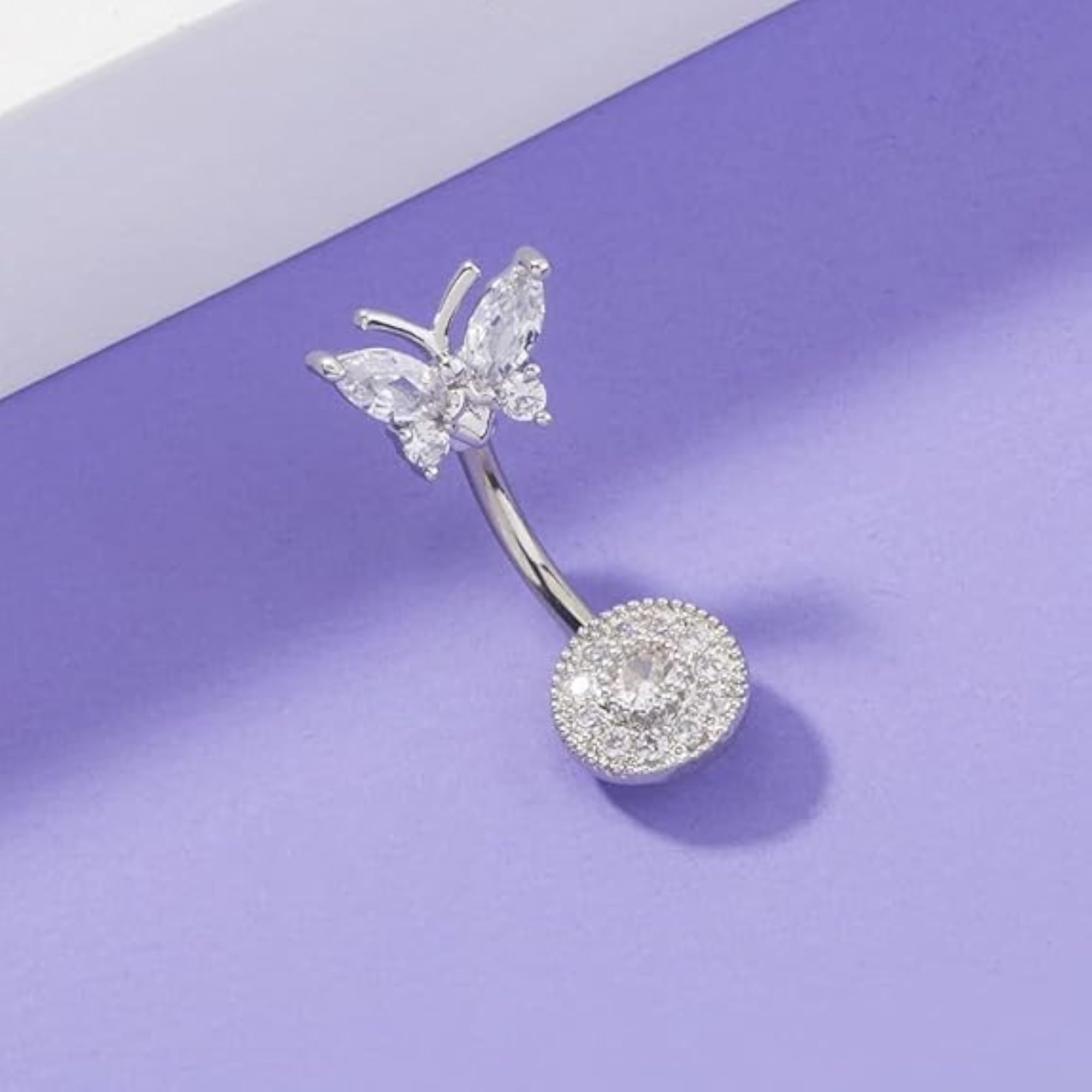 Women's Butterfly Stainless Steel Rhinestone Belly Button Piercing Jewelry