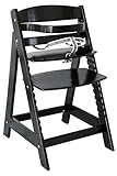trona roba Sit Up III, utilizable como trona autoajustable para bebé y como silla juvenil, en madera maciza, acabado en negro