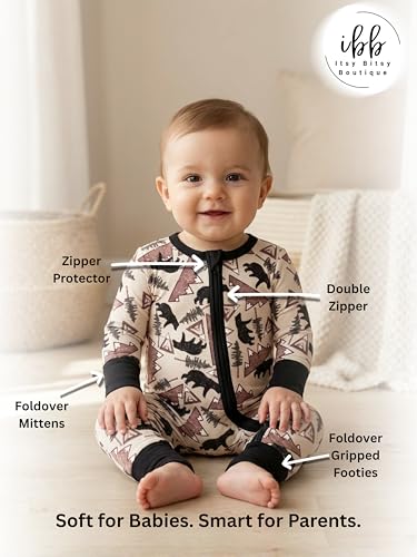 Image of ITSY BITSY BOUTIQUE Viscose Bamboo Baby Pajamas - Boys and Girls Footie Sleeper Convertible 2-Way Zipper Sleeper
