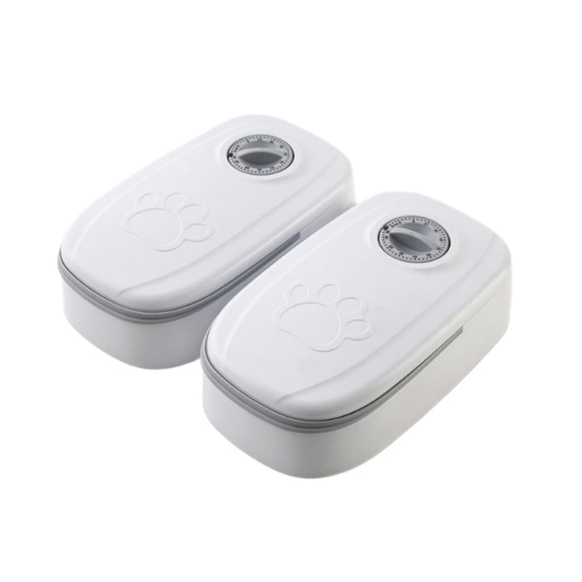 Distributeur automatique de croquettes et d'aliments humides pour chats et petits chiens, 2 repas, capacité 700 ml, minuterie, double bol, gris.