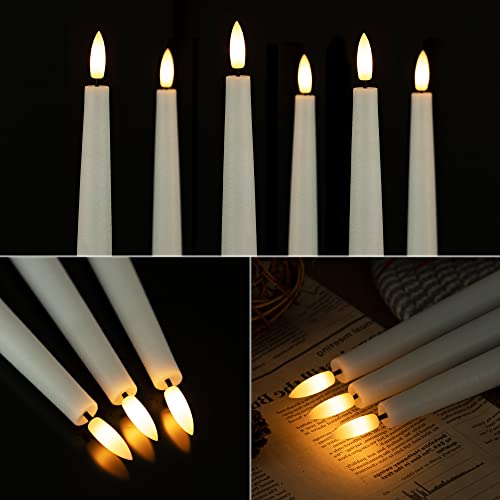 Image of Flameless Taper Candles with 3D Wick, 9.6 inch Real Wax LED Candles with Remote and Timer, 3 Pack Flickering Candlesticks Battery Operated, Classic Tall Taper Candles for Home, Wedding, Party, White