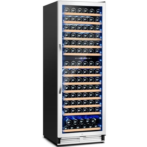 180 Bottles Wine Fridge 24 Inch Dual Zone Wine Cooler Refrigerator Freestanding Wine Refrigerator with Glass Door and Safety Lock, Large Wine Cellar for Home, Office, Kitchen