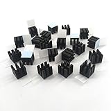 Easycargo 20pcs 10mm Heatsink Kit + pre Applied 3M 8810 Thermal Conductive Adhesive Tape, Cooler Aluminum Heat Sink Set for Cooling GPU IC Chips VRAM VGA RAM (20pcs 10x10x10mm Black)