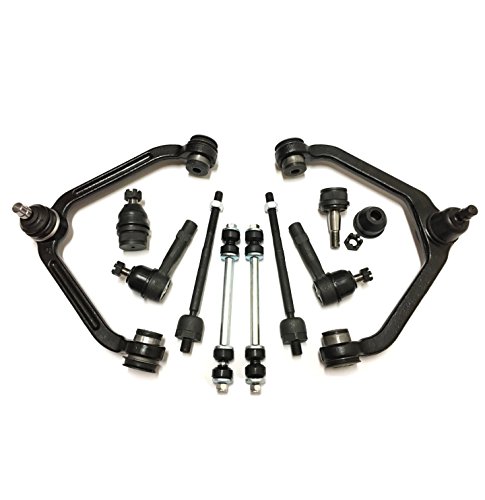 10 Pcs Complete Suspension Kit Front Upper Control Arm And Ball Joint Assemblies Sway Bar Links Inner & Outer Tie Rod Ends 1 Piece Design Arm Only #TOP1