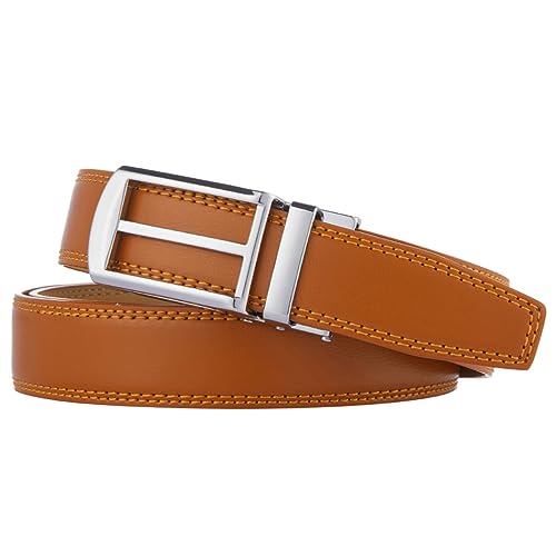 Ratchet Belts for Men, Brown Leather adjustable belt - 1 1/8" Width2
