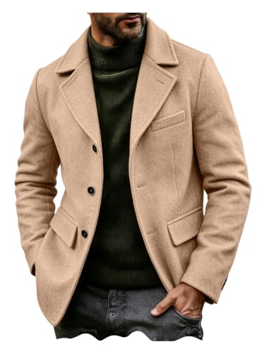 Men's Slim Fit Woolen Blend Peacoat Jacket