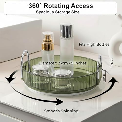 Image of JD FRESH 1 Tier Makeup Organizer 360 Rotating Cosmetic Storage Box Vanity Organizer Stand with Drawers for Lipstick Nail Polish Skincare Dressing Table Bathroom Organizer (Light Green)