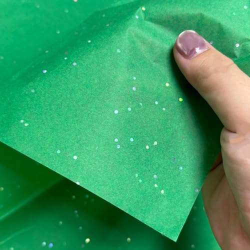 Seidenpapier Glitter Grüner für Geschenktüten Großpackung 50 x 70 cm Verpackungspapier für Geschenkpapier Füller Blumen Kunsthandwerk Geburtstag Hochzeitsdeko