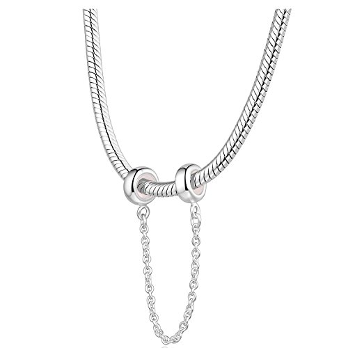 GW Sterling Silver Rubber Charm Stopper Spacer Safety Chain for European Cable Chain Charm Bracelets (Normal Silver ST010)4