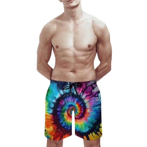 Mens Tie Dye Quick Dry Printed Short Swim Trunks with Mesh Lining Swimwear Bathing Suits2