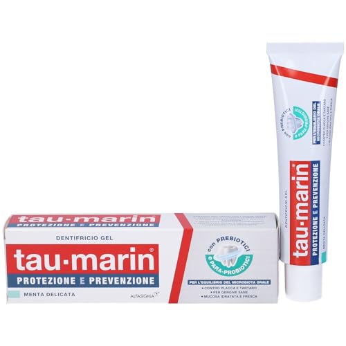 tau-marin Dentifricio, con prebiotici e para-probiotici che supportano l’equilibrio del microbiota della bocca, mantiene fresca, idratata e protetta la mucosa orale, Gusto Menta Delicata, 75 ml