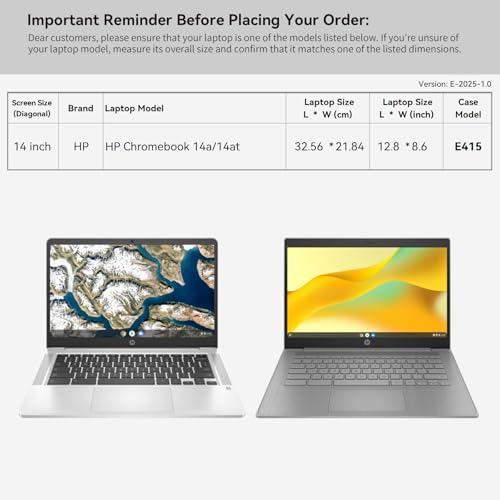 Smatree 14 inch Laptop Sleeve for HP Chromebook 14a-ne0047nr, for HP Laptop-14t/14, Protective Cover Laptop Case with Accessory Pocket and YKK Zipper, Patented Super Corner Design (E415)2