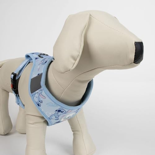 Stitch Hundegeschirr, bequem und verstellbar, ideal für Spaziergänge und Training, Robustes und atmungsaktives Material (Light Blue, XS-S)
