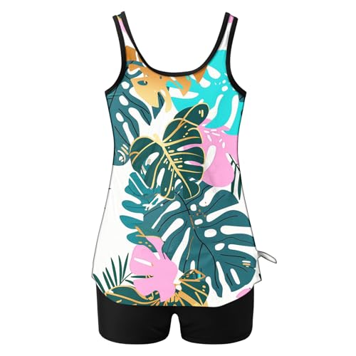 Tankini Swimsuits for Women Tummy Control Blouson Swim Tank Top with Shorts Modest 2 Piece Bathing Suit 2025 Swimwear4