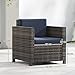 Outsunny Single Seater Rattan Chair, PE Wicker Garden Armchair with 10 cm Thickened Cushion, All-Weather Rattan Garden Chair with Armrests, Mixed Brown/Navy Blue