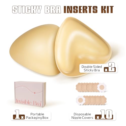Image of Sticky Bra Inserts Push Up- Reusable Double Sided Adhesive Bra, Instant Lift Silicone Bra Inserts