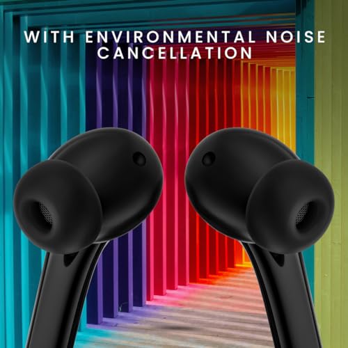 Image of Tunez Elements E01 True Wireless Earbuds - Bluetooth V5.3, 36 Hours Music Time, 40 Hours Play Time, Quad Mic ENC, 3C Fast Charging, Soft Touch Type, 10mm Drivers (Black)