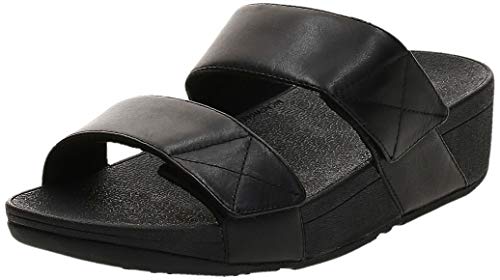 FitFlop Women's MINA Slides Sandal, All Black, 10 M US
