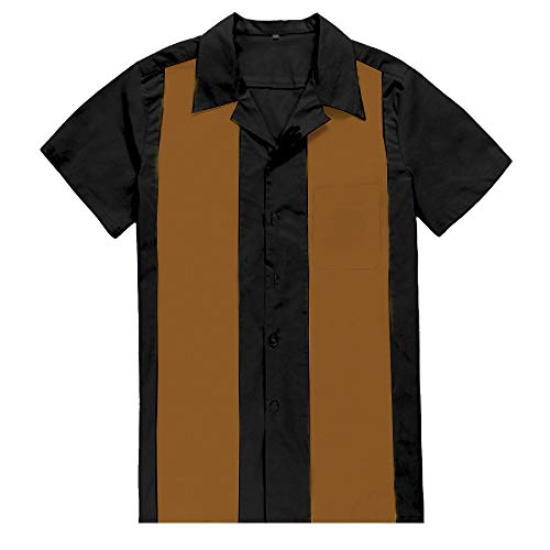 Chemise de bowling bicolore en twill pour un style rétro sans repassage