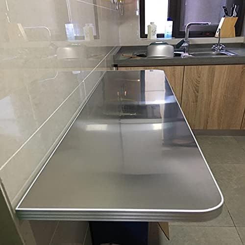 Folding Wall Mounted Breakfast Bar Table - Compact Drop Leaf Stainless Steel Dining Table for Small Spaces, Kitchen Workstation, Space-Saving Furniture