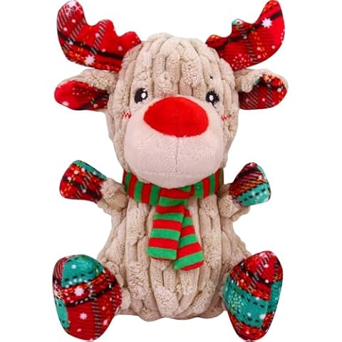 Christmas Dog Toys, Dog Toys for Large Dogs, Interactive Plush Dog Toys, Funny Dog Squeaky Toys with Crinkle Paper Attract Dogs, Adorable Christmas Elk Toy, Dog Gifts for Small Medium Large Dogs Cover