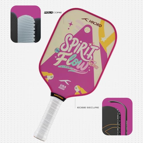 Image of Hundred Spirit X Flow - Pickleball Paddle | 13mm Core | Wide Body Power Paddle | Enhanced Sweet Spot | Ideal for Beginners & Intermediate Players | Free Paddle Bag
