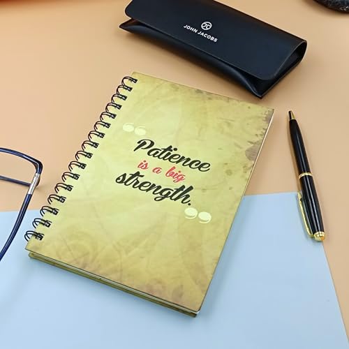 Image of Motivational Notebook Diary A5 Size (15 x 21 cm), 192 Pages Hard Bound Spiral Journal with Daily & Monthly Planner, Inspirational Patience Quote Cover, Twin Wire Bound Ruled Writing Notebook for Students, Women & Professionals
