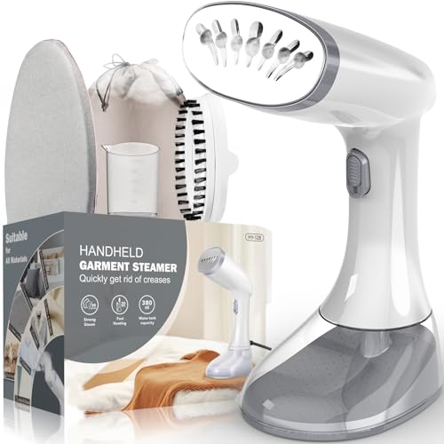 Steamer for Clothes, Handheld Clothes Steamer with Brush Ironing Gloves, 1350W Strong Power Garment Steamer with 380ml Tank, Fast Heat-up, Auto-Off Portable Fabric Steam Iron Fabric Wrinkle Remover