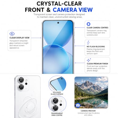 Image of ArmourPro Edge to Edge Tempered Glass for Oppo Reno 16 with Silver Camera Ring Guard, 9H Screen Protector, Anti-Scratch, Anti-Fingerprint, Bubble-Free Installation Kit