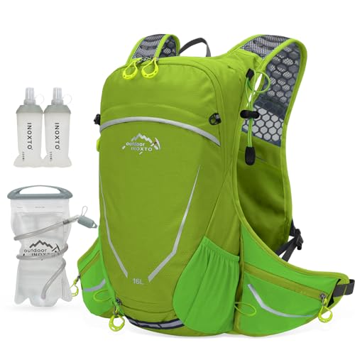 IX INOXTO Mochila de hidratação 16L com bexiga de água de 2 litros grátis. A mochila leve de hidratação para ciclismo (verde)