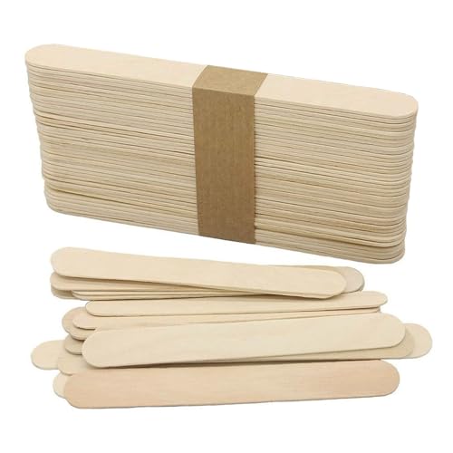 jatimdotin 50 PCS Palitos de Madera, Palitos de Helado, 15x1.8cm Palitos de Helado Grandes, Palos Madera para Helados, Espátula para Cosmética, Palitos de Manualidades y Depresores de Lengua