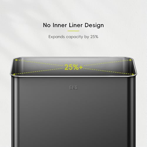 Image of EKO Mirage X 80 Liter / 21.1 Gallons Motion Sensor Trash Can or Recycling Bin, Automatic Large Kitchen Trash Can Touchless, Stainless Steel, Matte Black