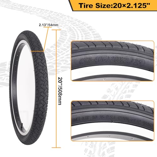 20 x 2.125 Inch Bicycle Tires and Tubes, 20 Inch Bike Tire