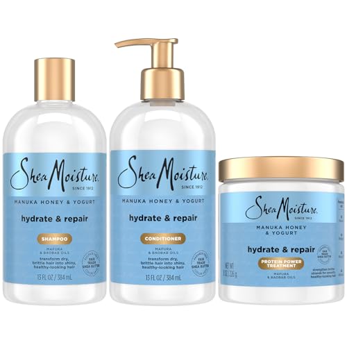 SheaMoisture Shampoo & Conditioner, Manuka Honey & Yogurt Hydrate & Repair + Protein Power...