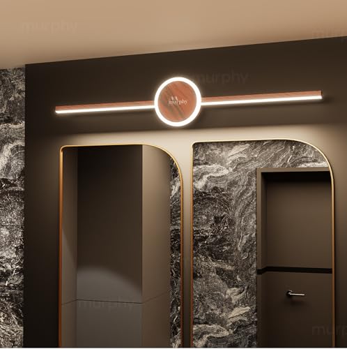 Image of Murphy 16W+2W LED Mirror Light | 3 Color Changing (White /Warm /Natural) | Wooden Finish - Sun Design, Modern Over Mirror Bathroom /Dressing Table Light | Pack of 2 | 2-Year Warranty