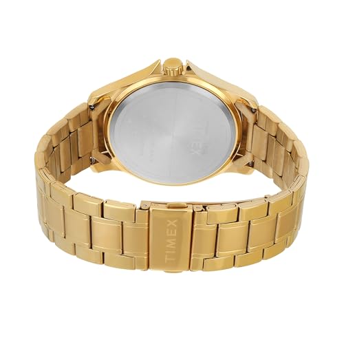 Image of TIMEX Analog Watch for man with Green Round Dial & Rose Gold Stainless Steel Bracelet Band Water Resistant Men's Wrist Watches - TW000X142
