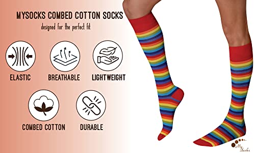 Image of Mysocks Unisex Extra Fine Combed Cotton Rainbow Socks | Seamless Toe | Reflect Your Style | Make Your Steps Enjoyable