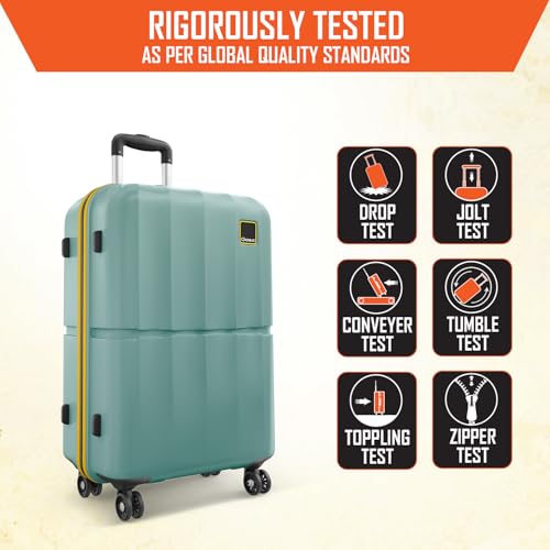 Image of Safari Genius Theo 8 Wheels Set of 3 (Cabin + Medium + Large) Trolley Bags, Hard Case Polycarbonate, 360 Degree Wheeling Luggage, Suitcase for Travel, Trolley Bags for Travel, Sage Green