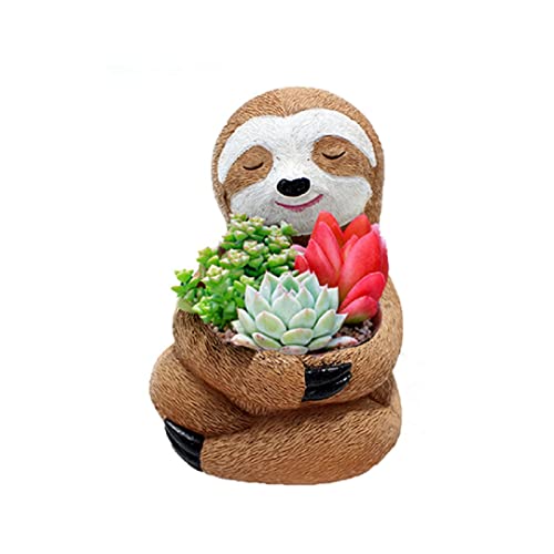 YOOTOM Maceta para Plantas Suculentas Cactus, Mini Macetas Decorativas para Flores y Plantas Pequeña, Maceteros de Resina Forma con perezoso Lindo