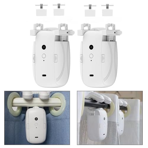 Gettimore Tuya Zigbee - Riel en T con motor de cortina, riel en U y barra romana, batería de 4000 mAh, control de voz con Alexa y Google Assistant, color blanco