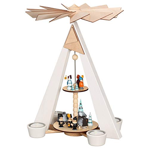 Pyramide de Noël Rudolphs bougie chauffe-plat grand modèle en bois blanc